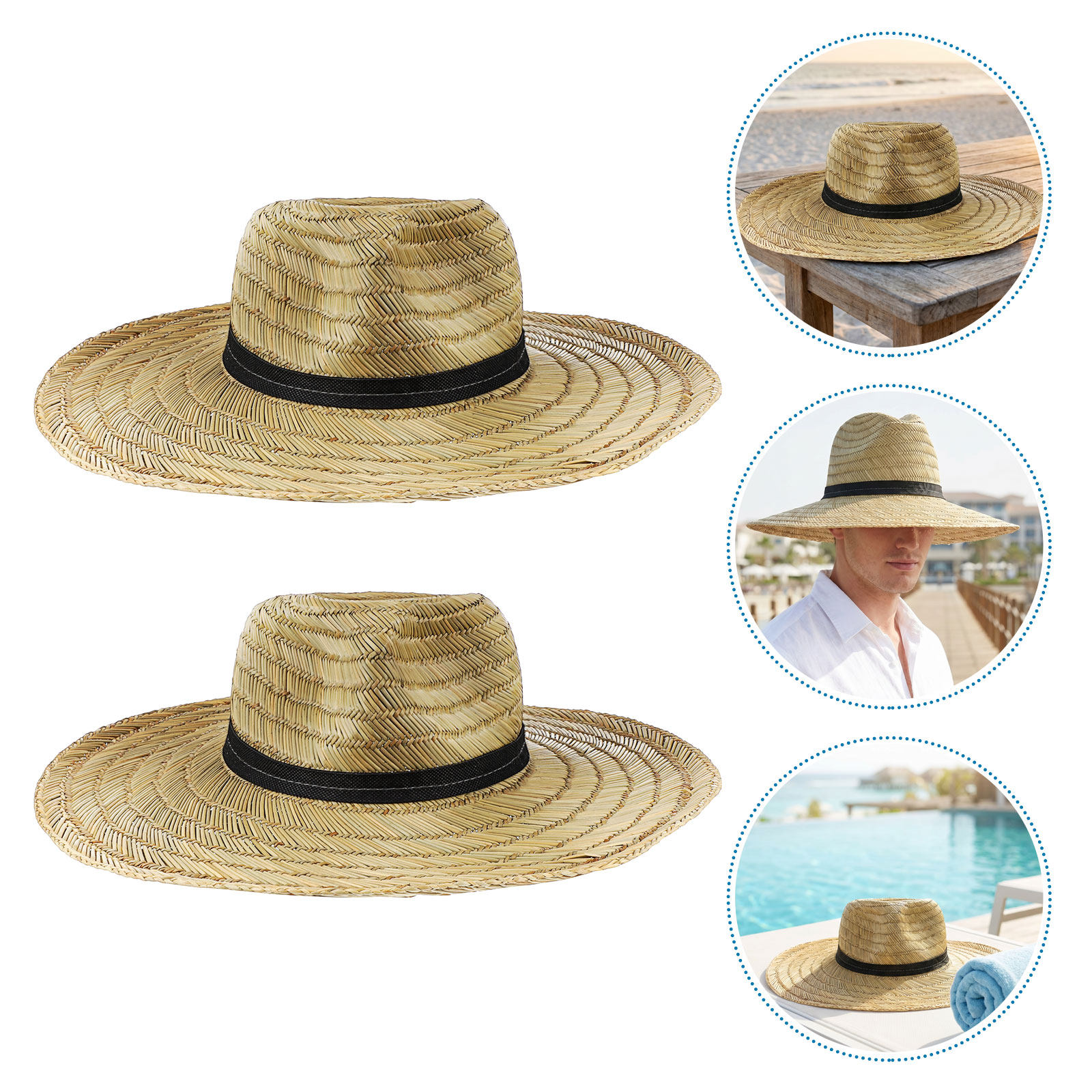 2 Adet Geniş Kenarlı Hasır Şap - Cowboy Hat Straw incelemesi ve fiyatı